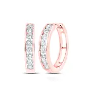10k Rose Gold Round Diamond Hoop Earrings 1 Cttw