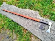 Walking Stick AXE ROSE Wood Handle Carbon Steel | Best Gift for Grand Parents Gf