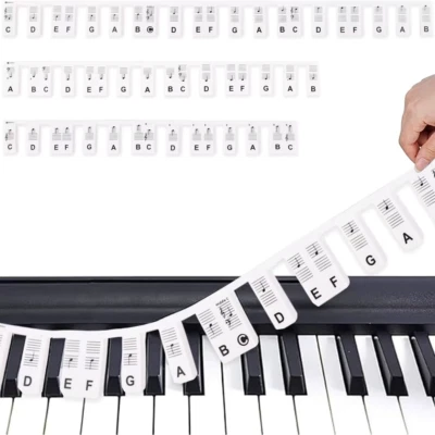 Piano Keyboard Stickers for 88/61 Key, Silicone Removable Piano Keyboard Note La