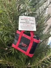 NEW With Tag Trader Joe's Micro Tote with Reusable Grocery Bag (Red Black)