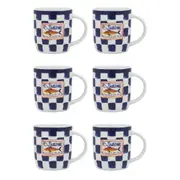 6PK Porto Cucina Porcelain Travel Drinking Water/Coffee Mug 12cm/300ml Sardine