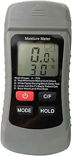 Wood Meter Digital Detector Tester Damp Tester Dampn Meter Portable Hygrometer Thermometer for Wood Building Grey One Size