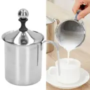 US 800ML Manual Milk Frother Double Layer Stainless Steel Hand Pump Milk Foamer