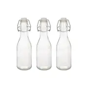 Argon Tableware Glass Bottles with Swing Top - 250ml - Pack of 3