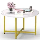 Coffee Table, Coffee Tables for Living Room, Round Coffee 1T 1t White Gold L