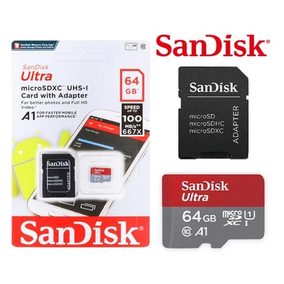 NEW OEM Micro SD Card SanDisk Ultra 64GB Adapter Memory Card class 10 A1 AU