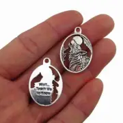 big WOLF HOWL MOON FEATHER pendant 20" Sterling Silver 925 necklace men female