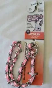 Petmate Mighty Link Comfort Chain Dog Collar Pink Medium 18 InchDogs up to 44lbs