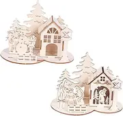 Christmas Craft Kit 2 Wooden Carving Adornments Decorative Pieces for Boys and Girls Festive Home Decor