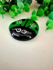 Lady Bug Rock, Get Well Gift, St Patricks, Green Painted Rock, Friendship Gift