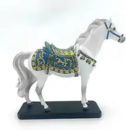 [ICE ARMOR] 9.75" W White Horse with Royal Saddle Figurine Statue Sculpture Ornament Decoration Home/Room Decor Ideas for Housewarming, Holidays and Birthdays Great Collectible Addition
