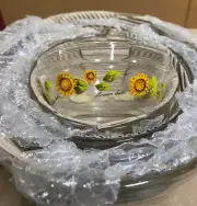 Vintage Imperial Glass Sunflower Flower Dute 5 Nesting Bowls & Lids - NEW