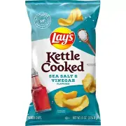 Lay's Kettle Cooked SEA SALT & VINEGAR Potato Chips Tangy, 8 Oz.