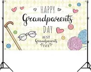 Nepnuser Happy Grandparents Day Photo Booth Backdrop School Event Retirement Love Grandparents Party Decorations Grandpa Grandma Holiday Photo Wall Decor (5.9×3.6ft)