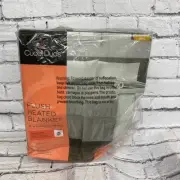 Cuddl Duds Plush Heated Blanket, Full, Light Gray, NIB
