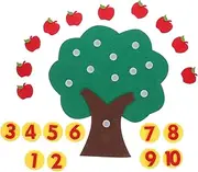 FIXOSHEE 1Set Non Woven Digital Apples Tree for Early Math Learning Counting Pairing Game for Safe Educational Play Reusable Felt Material
