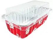 Handi-Foil 2 lb.Holiday X-Mas Aluminum Loaf/Bread Pan w/Clear Dome Lid 50PK