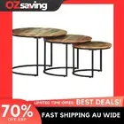 Nesting Tables Solid Wood Reclaimed 3 pcs Unique Colorful Handmade Size M 8003