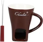 PHENOFICE 1 Set Ceramic Chocolate Fondue Pot with Forks Multi Functional Melting Stove for Butter Cheese Candy and Easy to Clean Kitchen Accessory