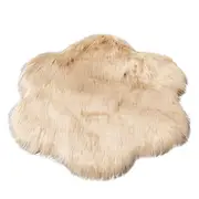 60X60cm Irregular Artificial Wool Fur Soft Plush Rug Carpet Mat Khaki Rugs