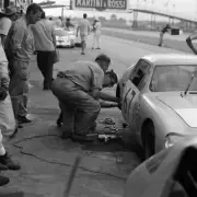 Paul Hawkins Timo Makinen Austin Healey Sprite BMC in the pit lane Old Photo