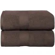 LINENOVA 650GSM 100% Cotton Bath Sheets 90x180 cm - 2 Pack - Chocolate Brown