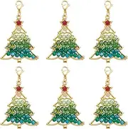 SUNNYCLUE 1 Box 10Pcs Christmas Tree Charms Xmas Tree Charm Large Metal Alloy Glass Holiday Winter Themed Green Trees Charms Bulk for jewellery Making Charms Adult Diy Craft Supply Christmas Party