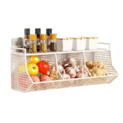 FatherCare Wall Mounted Fruit Basket Easy Installation Storage Organizer for Kitchen-White