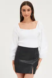 White Bodysuit Top Long Sleeve - Size 12, Women's Bodysuit