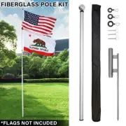 22ft Deluxe Locking Fiberglass Telescoping Flag Pole & Ground Spike Kit