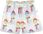 [RPLIFE] Swim Boy Shorts, Anti Chafe Swim Trunks for Boys 2 T, Cute Winter Snowmen