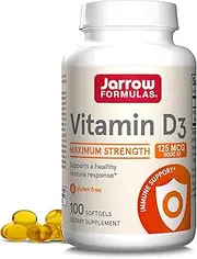 Jarrow Formulas Vitamin D3, Supports Calcium and Bone Metabolism, 5000 IU, 100 Softgels