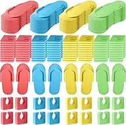 Suhine 120 Pairs Disposable Pedicure Slippers and Toe Separators Kit 40 Pairs Disposable Foam Flip Flops 80 Pairs Toe Separators for Women Nail Hotel Salon Spa Party