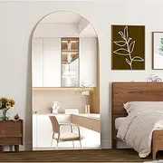 NEUWEABY Full Length Mirror 71"x32" Arched Mirror Full Body Mirror Gold Standing Arch Floor Mirror with Stand Hanging or Leaning Against Wall for Bedroom Entry, Living Room