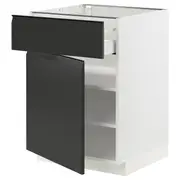METOD / MAXIMERA base cabinet with drawer/door, white/Upplöv matt anthracite, 60x60x80 cm
