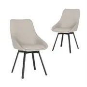 Simplife Set of 2 Nemo Swivel Light Grey Faux Leather Dining Chair