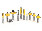10 Bit Router Bit Set - 1/2" & 1/4" Shank - Yonico 17100