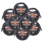 8x Pig Hog Tour Grade 10ft Instrument Cable - Right Angle to Straight Connectors
