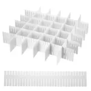 60Pcs Plastic Adjustable Separator Drawer Organizer Divider, White