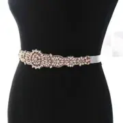 Bridal Rose Red Waistband Rhinestone Artificial Pearl Women Party Wedding Belts