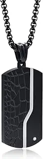 [UMtrade] Two-Tone Dog Tag Necklace Black Stainless Steel/Gold Plated Men Jewelry