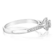 9ct White Gold 0.30 Carat Diamond Halo Solitaire Ring, R
