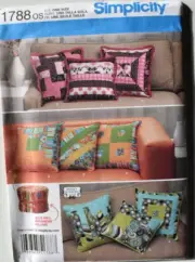 SIMPLICITY CRAFT PATTERN 1788 PILLOWS PATCHWORK TO MAKE UNCUT 2012 FF