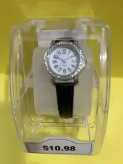 Fashion Womens Wristwatch Quartz Black Band NEW IN BOX K-Mart
