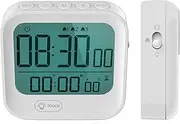 Small Magnetic Vibration Alarm Clock with Backlight, Large Digital Pomodoro Timer Countdown Count up Stopwatch, Vibrate or Loud or Silent Alarm, AAA Battery Operated, Portable for Travel Pocket