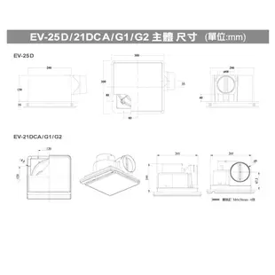 樂奇 超靜音 換氣扇 排風扇 EV-25D DC直流 最佳省電 適用6-8坪