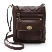 Women's Cross-Body Bag with Clasp Cell Phone Purse with Adjustable Strap - Dark Brown
