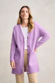 Button Through Mohair Cardigan - Violet