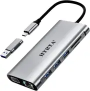USB C Docking Station Dual Monitor,Displaylink USB 3.0 Dock with HDMI,VGA,USB 3.
