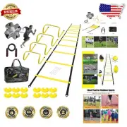 Speed Agility Training Equipment Kit: Ladder, Hurdles, Jump Rope & Parachute